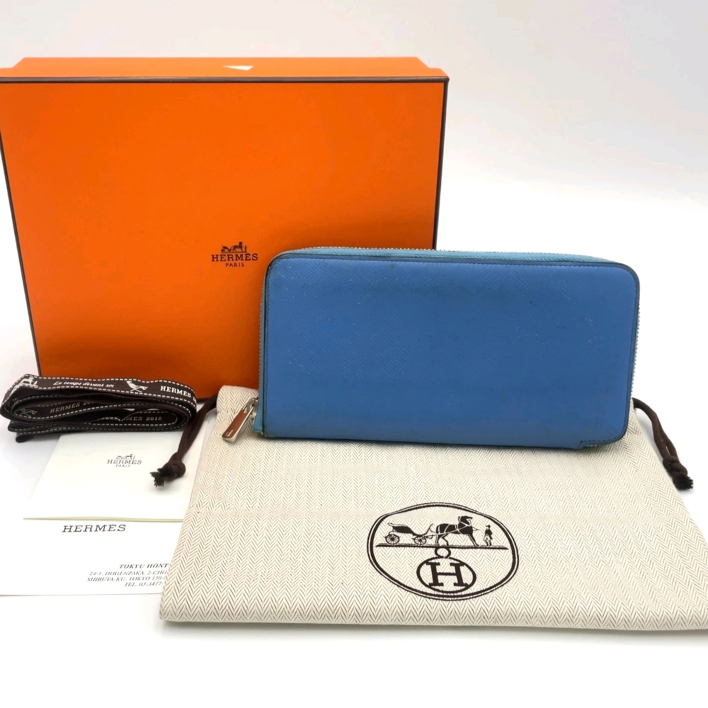 Hermes Vibrant Blue Wallet With Box And Dust Cover